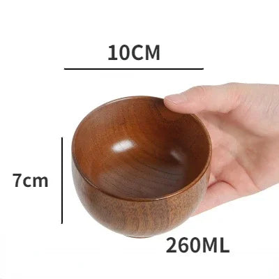 Japanese Jujube Wood Bowls - Small Soup & Salad Bowls for Children, Adults, Retro Tableware!