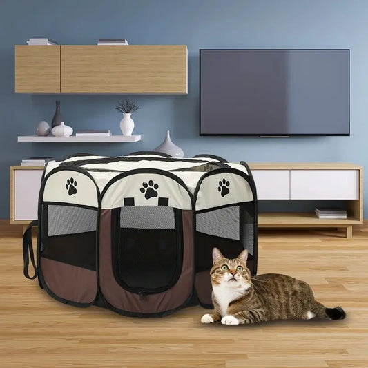 Portable Foldable Pet Tent - Octagonal Shelter for Dogs & Cats