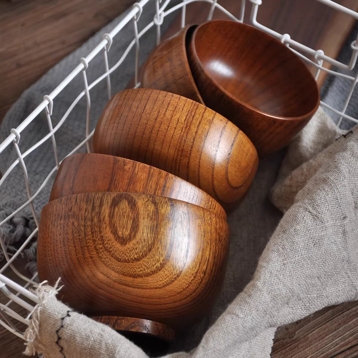 Japanese Jujube Wood Bowls - Small Soup & Salad Bowls for Children, Adults, Retro Tableware!