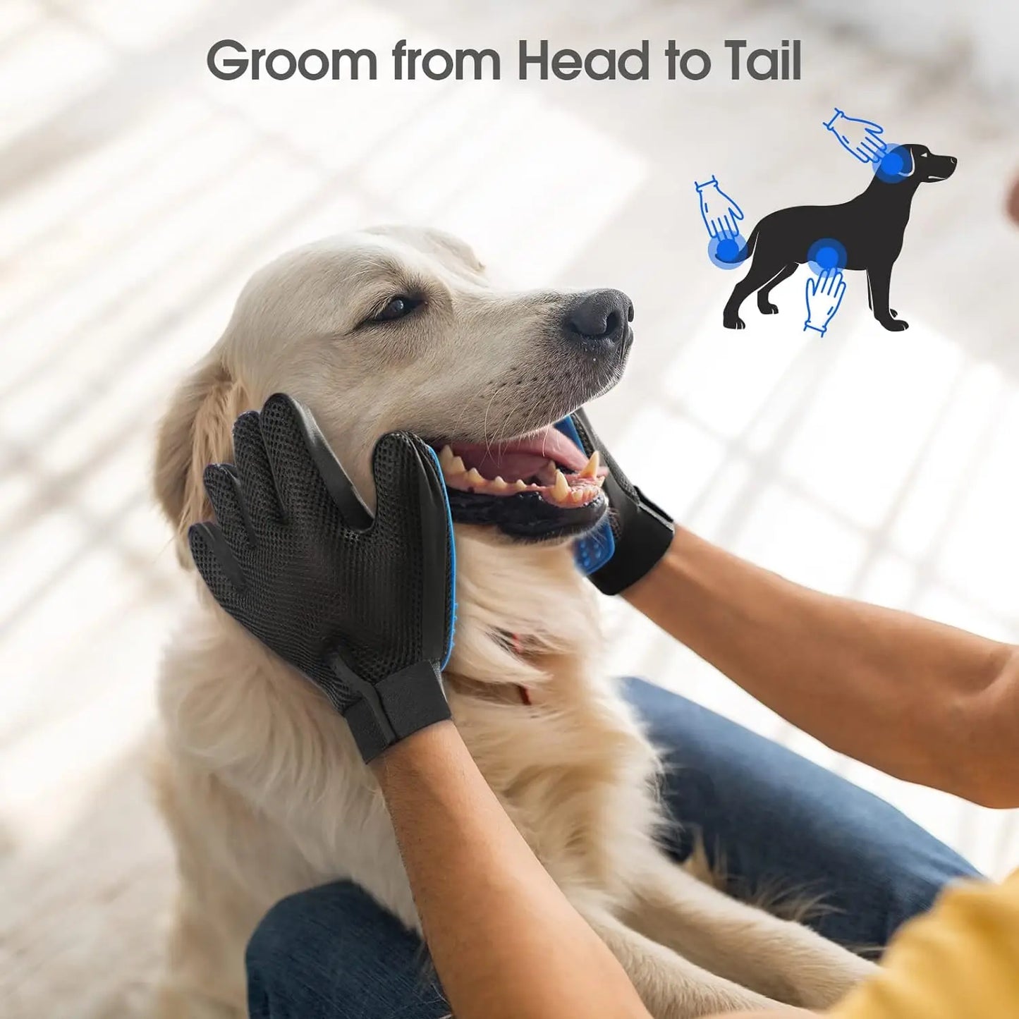 Pet Glove Grooming Brush - Deshedding & Massage for Cats and Dogs