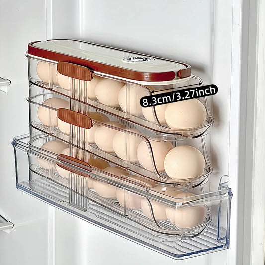 Egg Storage Box - Automatic Rolling Refrigerator Rack, Hand-held Side Door Organizer!