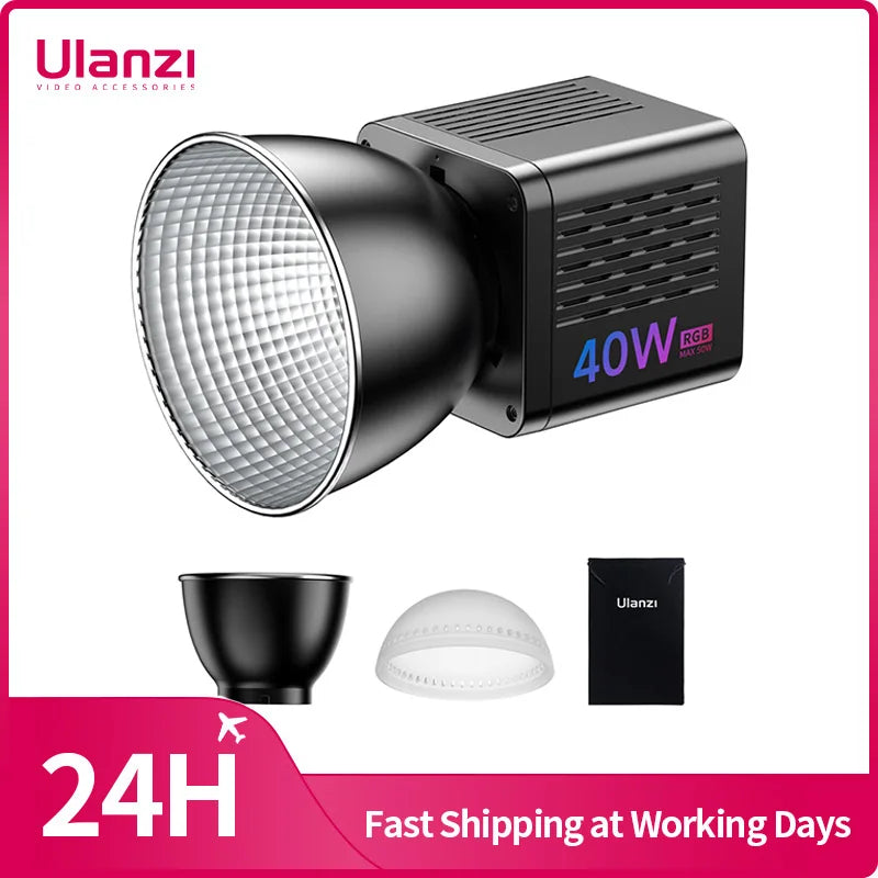 Ulanzi L024 40W RGB Video Light - Bi-color, 0-359° RGB COB, Mini Bowens Mount & 3400mAh Fill Light!